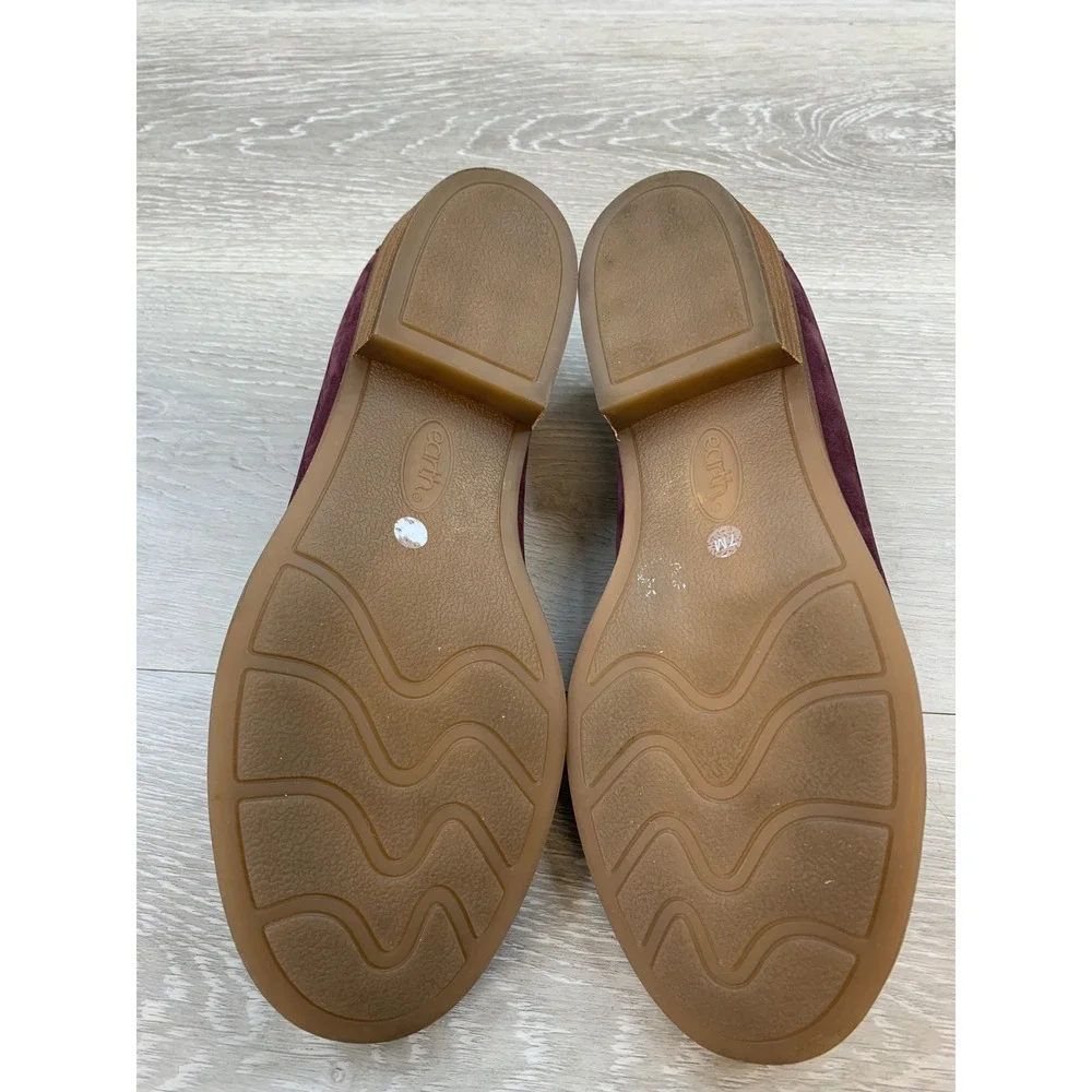 Earth Etedie Burgundy Leather Braided Loafers Women's 7M Purple Slip On Shoes